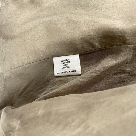 EILEEN FISHER Blazer L Linen Nylon Sparkle Shine Open Front Long Sleeve Beige - Picture 5 of 14